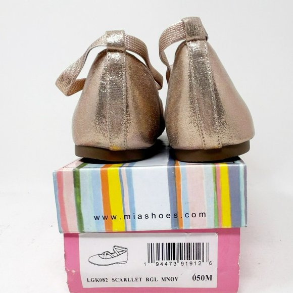 Mia Kids Big Girl Size 5 Rose Gold Gleaming Ballet Flats - Picture 5 of 9